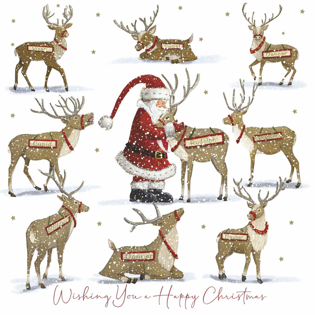 Santa Feeding the Reindeer and Santa and Sledge Christmas Cards (Pack of 10)